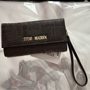 Steve Madden Mason Chocolate Embossed Wristlet